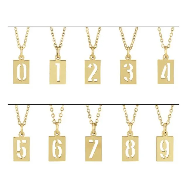 TreasureFineJewelers Necklaces Sterling Silver Pierced Numeral 0 Dog Tag Pendant