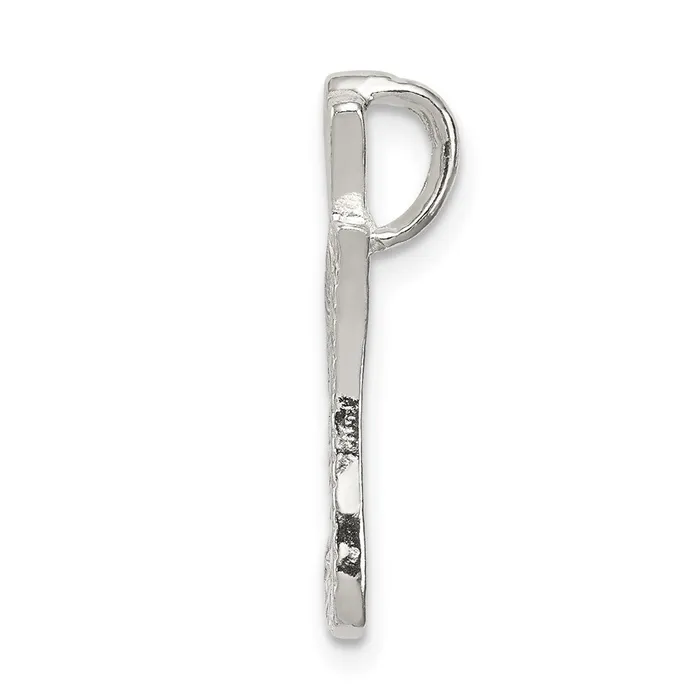 TreasureFineJewelers Necklaces Sterling Silver Polished Textured Letter I Initial Chain Slide