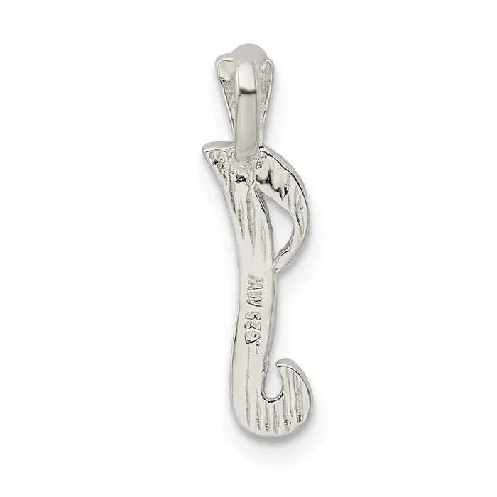 TreasureFineJewelers Necklaces Sterling Silver Polished Textured Letter I Initial Chain Slide