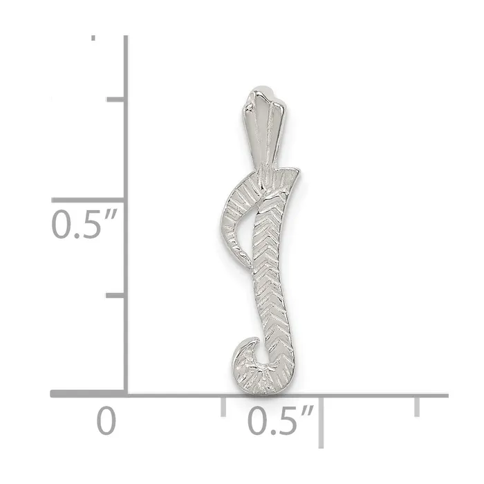 TreasureFineJewelers Necklaces Sterling Silver Polished Textured Letter I Initial Chain Slide