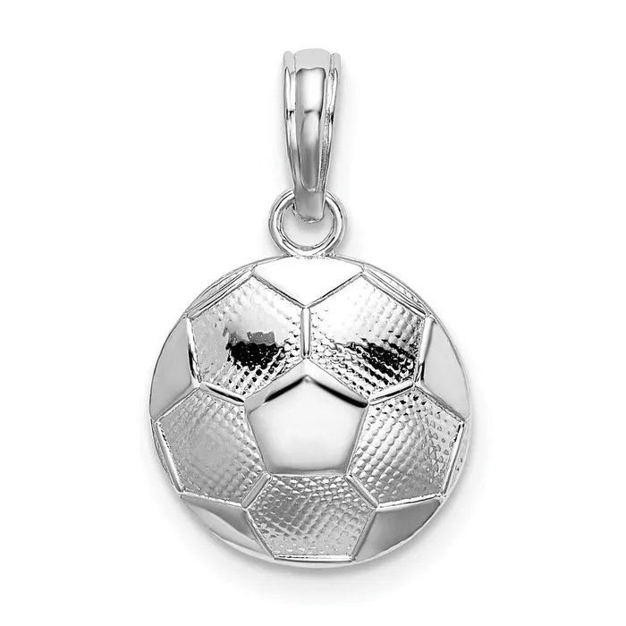 TreasureFineJewelers Necklaces Sterling Silver PolishedTextured Soccer Ball Pendant TreasureFineJewelers Necklaces Sterling Silver PolishedTextured Soccer Ball Pendant