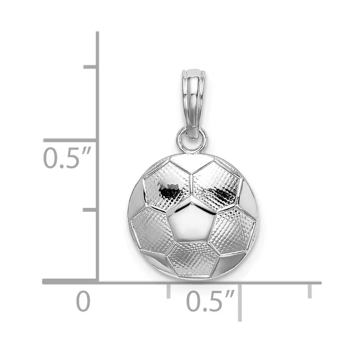 TreasureFineJewelers Necklaces Sterling Silver PolishedTextured Soccer Ball Pendant