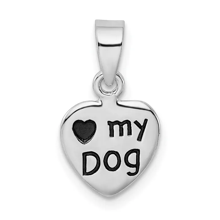 TreasureFineJewelers Necklaces Sterling Silver Rhodiumplated Antiqued Love My Dog Pendant TreasureFineJewelers Necklaces Sterling Silver Rhodiumplated Antiqued Love My Dog Pendant