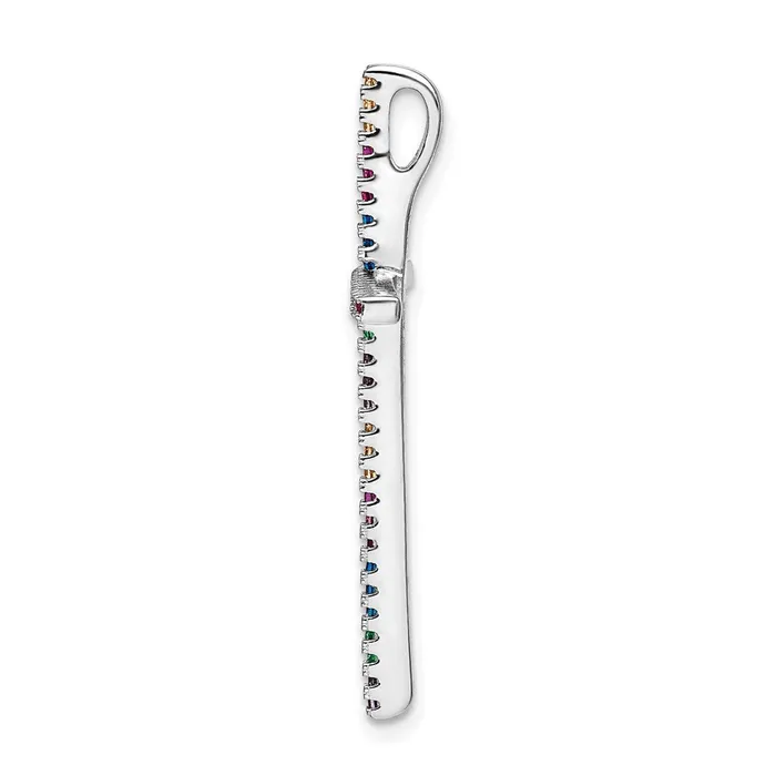 TreasureFineJewelers Necklaces Sterling Silver Rhodiumplated Colorful CZ Cross Chain Slide