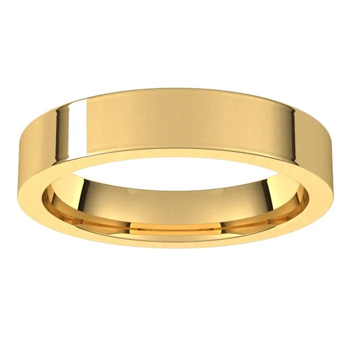 TreasureFineJewelers Rings 10K Yellow Gold 4 mm flat comfort fit Wedding Band