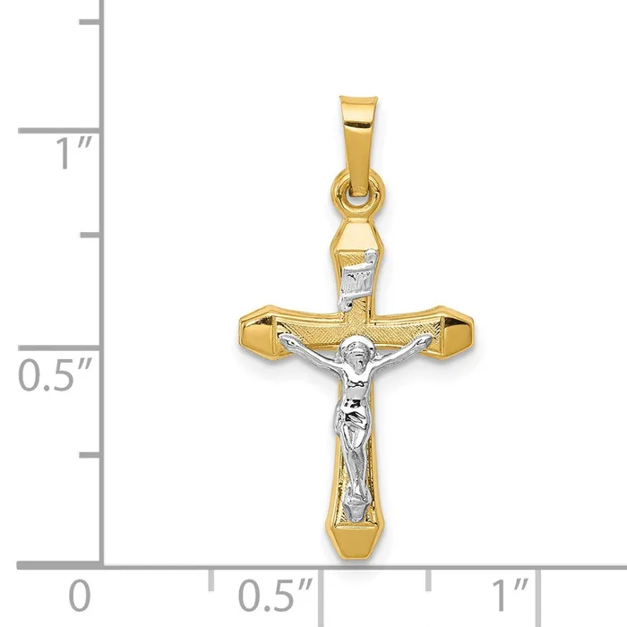 TreasureFineJewelers Rings 14k Twotone INRI Hollow Crucifix Pendant