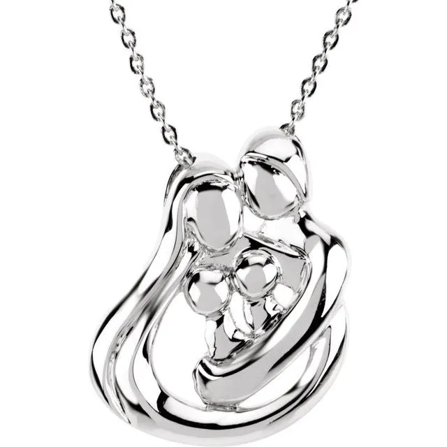 TreasureFineJewelers Sterling Silver 2 Child Family 18 Necklace Necklaces TreasureFineJewelers Sterling Silver 2 Child Family 18 Necklace Necklaces