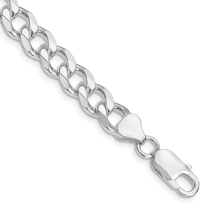 TreasureFineJewelers Sterling Silver Rhodiumplated 8mm Curb Chain Rings