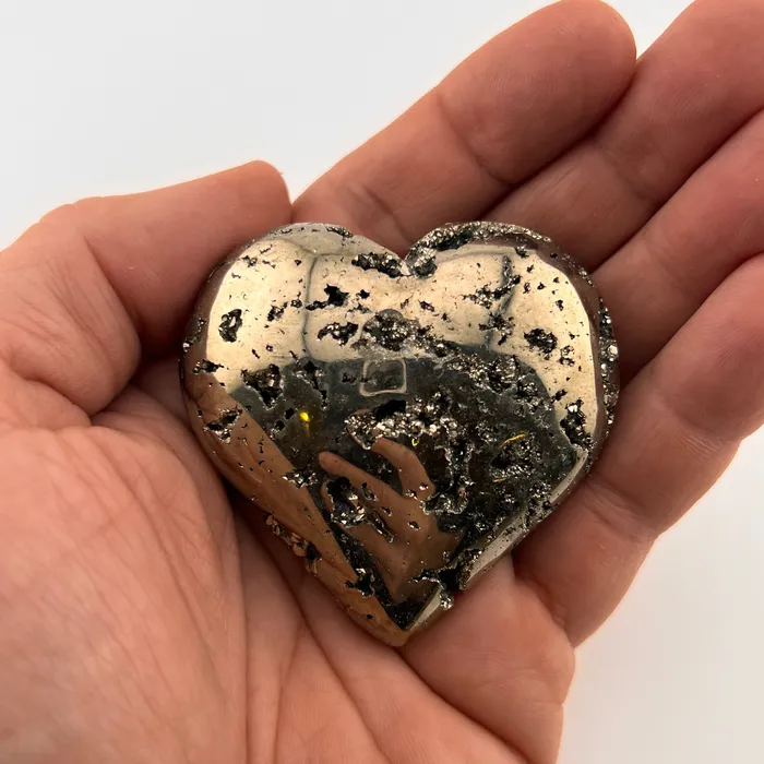 Twin Rocks and Crystals Necklaces Polished Pyrite Heart Size 2