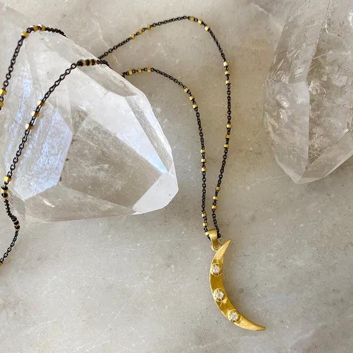 Zaniah Golden Moon Necklace Robindira Unsworth Necklaces