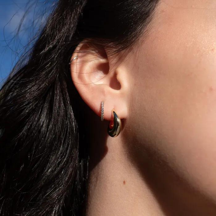 Gold Plated Micro CZ Huggie Hoops Eklexic PreStyled Sets