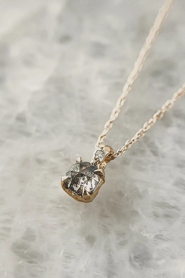 Lacee Alexandra Jewelry Necklaces Solid Gold Rose Cut Salt and Pepper Diamond Necklace Lacee Alexandra Jewelry Necklaces Solid Gold Rose Cut Salt and Pepper Diamond Necklace