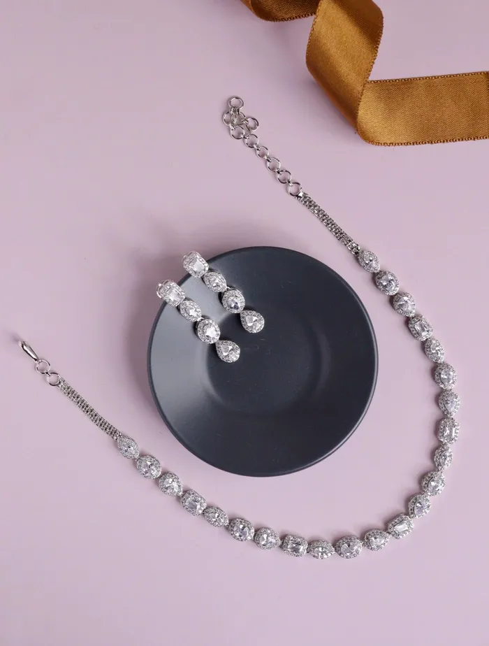 Necklaces Curio Cottage All Shapes of You Diamante Cubic Zirconia Necklace Set Necklaces Curio Cottage All Shapes of You Diamante Cubic Zirconia Necklace Set