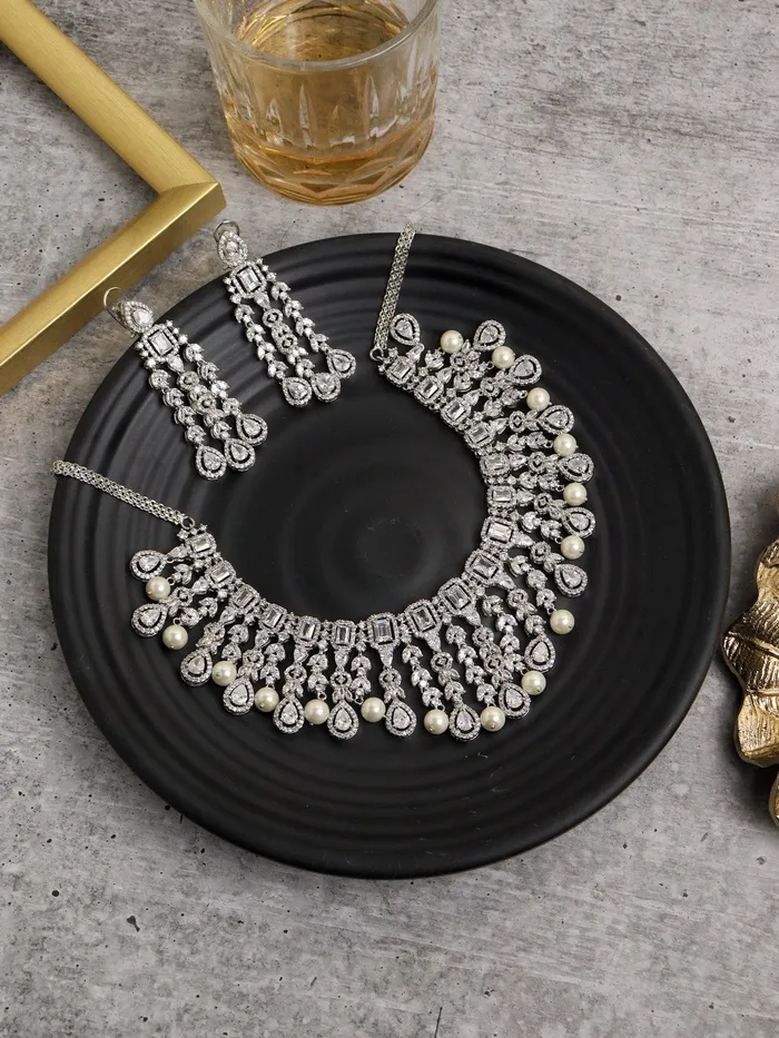 Necklaces Pearl Harmony CZ Necklace Set Curio Cottage