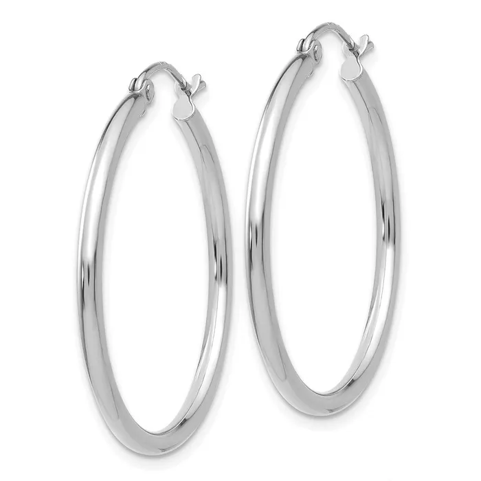 10K White Gold Polished 2mm Tube Hoop EarringsWBC10T826 WB Choice Jewelry Earrings