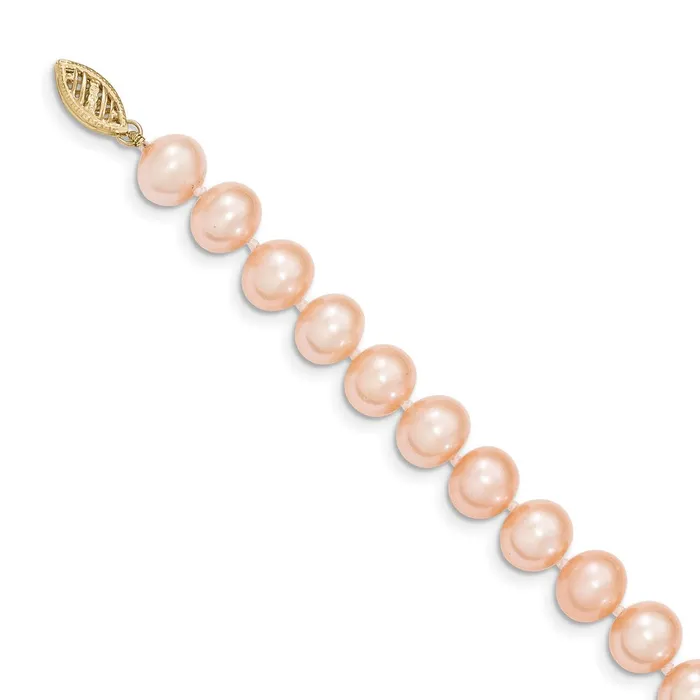 14k 89mm Pink Near Round Freshwater Cultured Pearl NecklaceWBCPPN08028 WB Choice Jewelry Necklaces 14k 89mm Pink Near Round Freshwater Cultured Pearl NecklaceWBCPPN08028 WB Choice Jewelry Necklaces