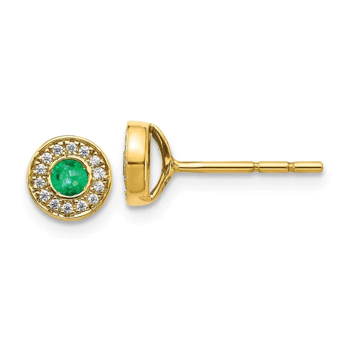 14k Gold Diamond and Emerald Halo Post EarringsWBCEM5587EM010YA WB Choice Jewelry Earrings 14k Gold Diamond and Emerald Halo Post EarringsWBCEM5587EM010YA WB Choice Jewelry Earrings