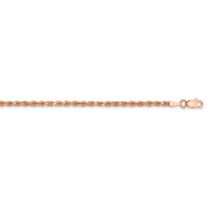 14k Rose Gold 225mm DC Rope with Lobster Clasp ChainWBC018R24 WB Choice Jewelry Necklaces