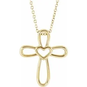14K Yellow Cross with Heart 1618 Necklace R42367601PSTWBC WB Choice Jewelry Necklaces 14K Yellow Cross with Heart 1618 Necklace R42367601PSTWBC WB Choice Jewelry Necklaces