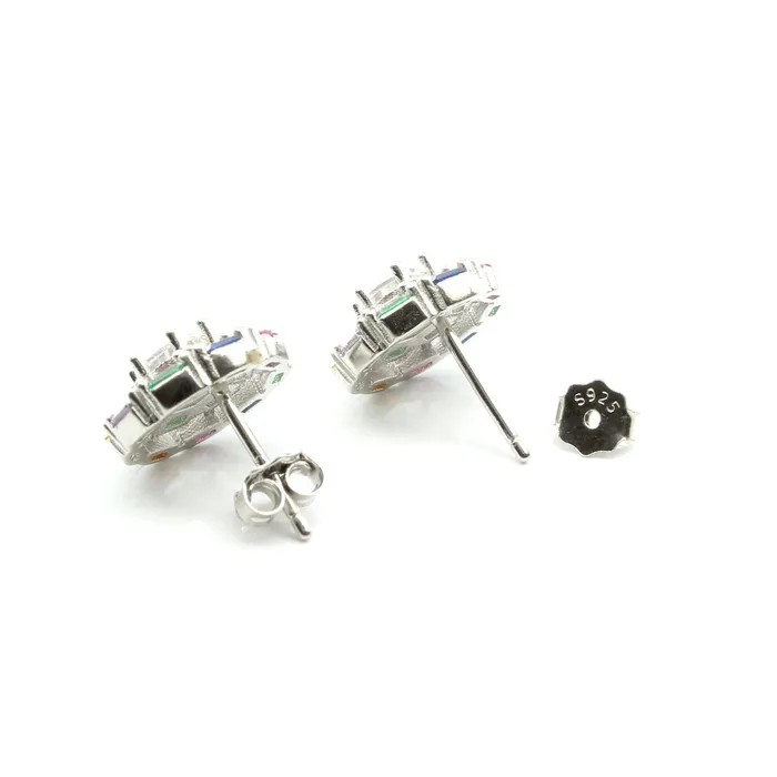 Earrings Karizma Jewels Real Solid 925 Silver CZ Stud Platinum Finish Earring