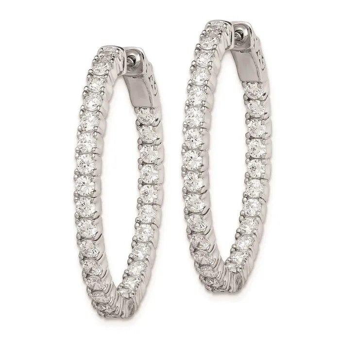 Earrings Sterling Silver Rhodiumplated CZ In Out Oval Hoop EarringsWBCQE11061 WB Choice Jewelry