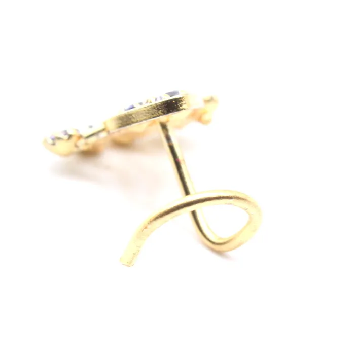 Karizma Jewels Cute Indian Gold Plated Nose Stud Violet CZ Twisted nose ring 22g Rings