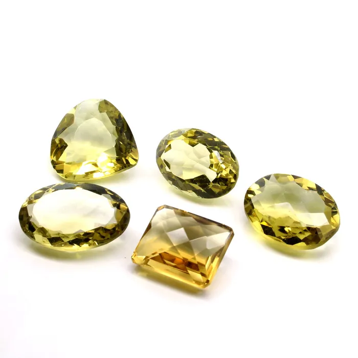 Karizma Jewels Earrings 119Ct 5pc Lot Natural Lemon Yellow Quartz Oval Pear Cut Gemstone