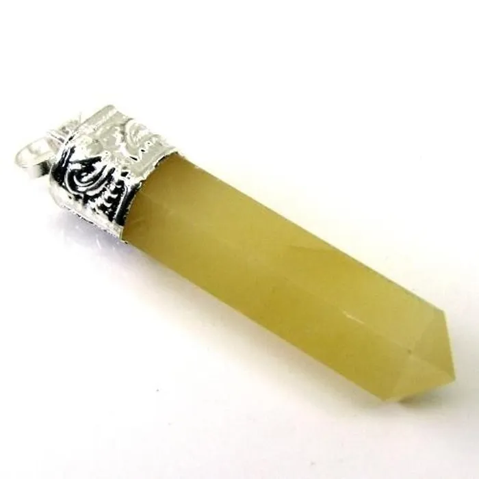 Karizma Jewels Necklaces 279Ct Natural Yellow Jade Gemstone Healing Point Pencil Pendant Karizma Jewels Necklaces 279Ct Natural Yellow Jade Gemstone Healing Point Pencil Pendant
