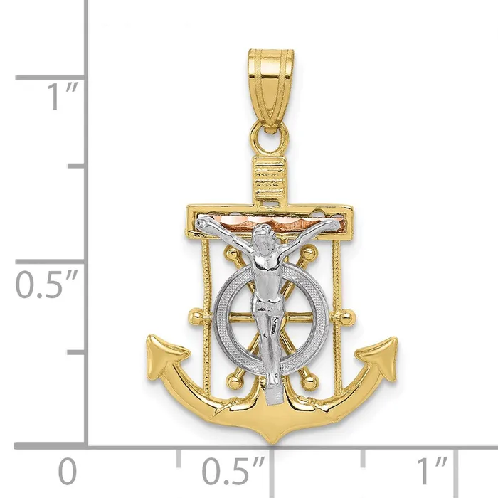 Necklaces 10k Tricolor Diamondcut wTextured Mariners Cross PendantWBC10C3930 WB Choice Jewelry Necklaces 10k Tricolor Diamondcut wTextured Mariners Cross PendantWBC10C3930 WB Choice Jewelry