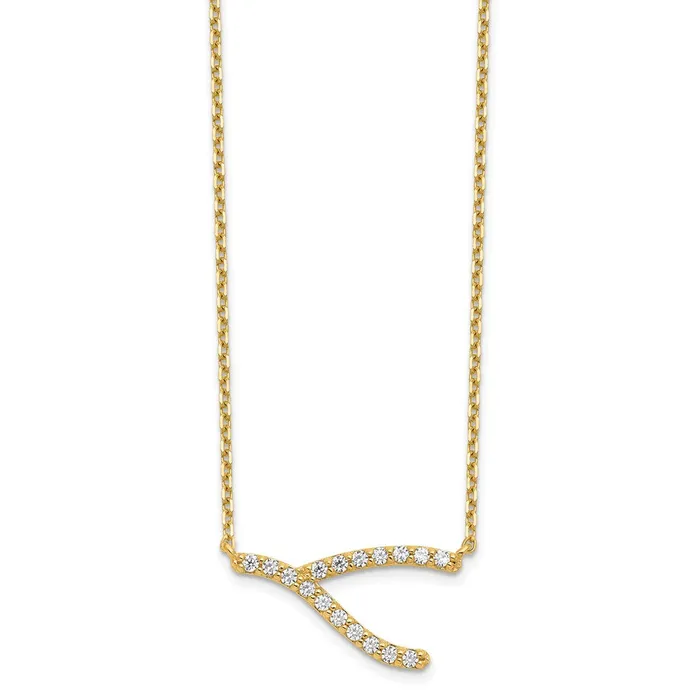 Necklaces 14K Wishbone CZ with 2IN EXT NecklaceWBCSF276818 WB Choice Jewelry Necklaces 14K Wishbone CZ with 2IN EXT NecklaceWBCSF276818 WB Choice Jewelry