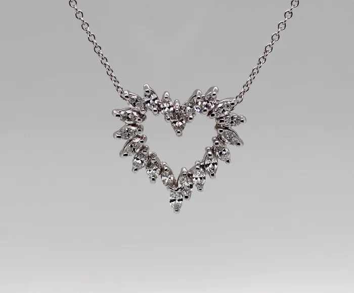 Necklaces FULLERS PURCHASE FROM PUBLIC 14KW 102 CTTW DIAMOND MARQUISE HEART PENDANT HSI2 Necklaces FULLERS PURCHASE FROM PUBLIC 14KW 102 CTTW DIAMOND MARQUISE HEART PENDANT HSI2