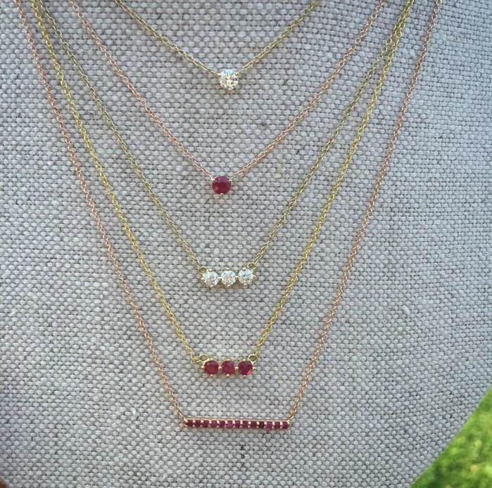 Necklaces Shylee Rose Jewelry Ruby Bar Necklace
