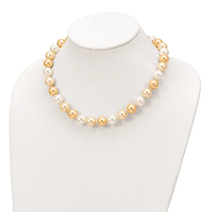 Necklaces Sterling S Majestik Rhpl 1213mm Yellow and Wht Imitat Shell Pearl NecklacWBCQMJN132MX18 WB Choice Jewelry Necklaces Sterling S Majestik Rhpl 1213mm Yellow and Wht Imitat Shell Pearl NecklacWBCQMJN132MX18 WB Choice Jewelry