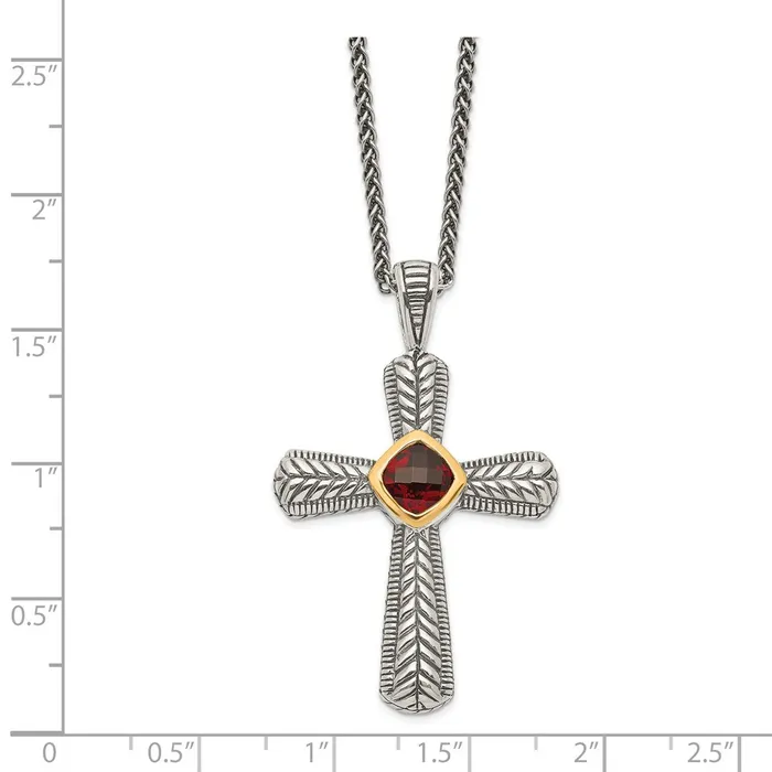 Necklaces Sterling Silver w14k Garnet Cross NecklaceWBCQTC247 WB Choice Jewelry Necklaces Sterling Silver w14k Garnet Cross NecklaceWBCQTC247 WB Choice Jewelry