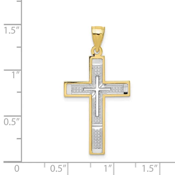 Necklaces WB Choice Jewelry 10K w Rhodium DiamondCut Cross PendantWBC10C1098 Necklaces WB Choice Jewelry 10K w Rhodium DiamondCut Cross PendantWBC10C1098
