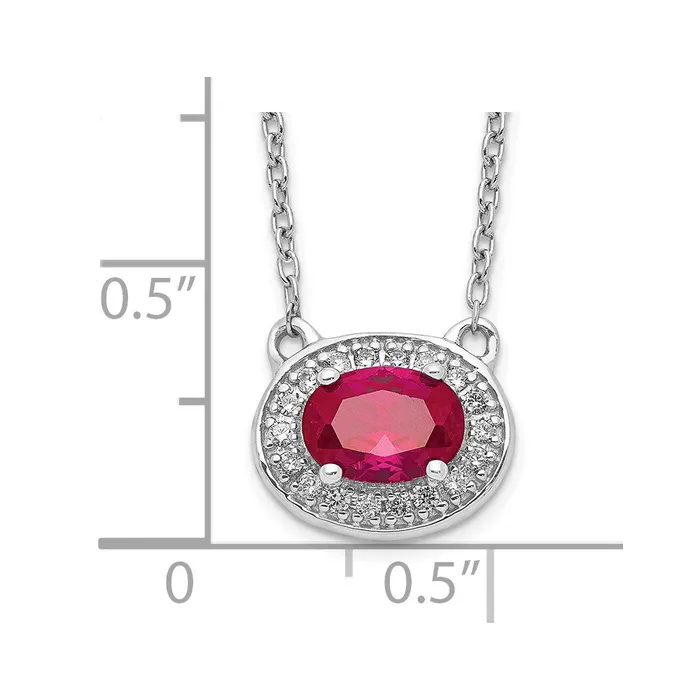 Necklaces WB Choice Jewelry 14k White Gold Diamond and Oval Ruby 18 inch NecklaceWBCPM4026RU010WA18 Necklaces WB Choice Jewelry 14k White Gold Diamond and Oval Ruby 18 inch NecklaceWBCPM4026RU010WA18