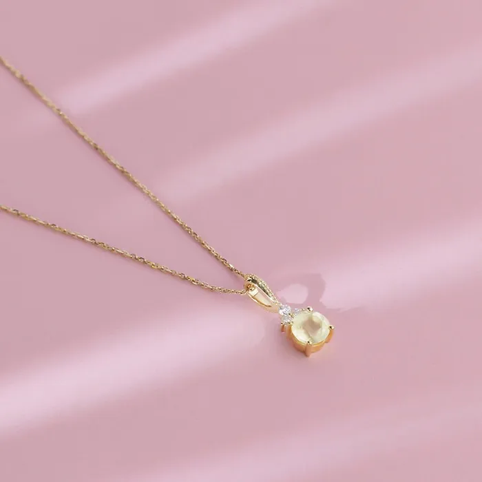 PENFINE Necklaces Dainty natural grape stone pendant necklace Minimalist Green stone solid 9k14k18k yellow gold moissanite pendant vintage necklace for girl PENFINE Necklaces Dainty natural grape stone pendant necklace Minimalist Green stone solid 9k14k18k yellow gold moissanite pendant vintage necklace for girl