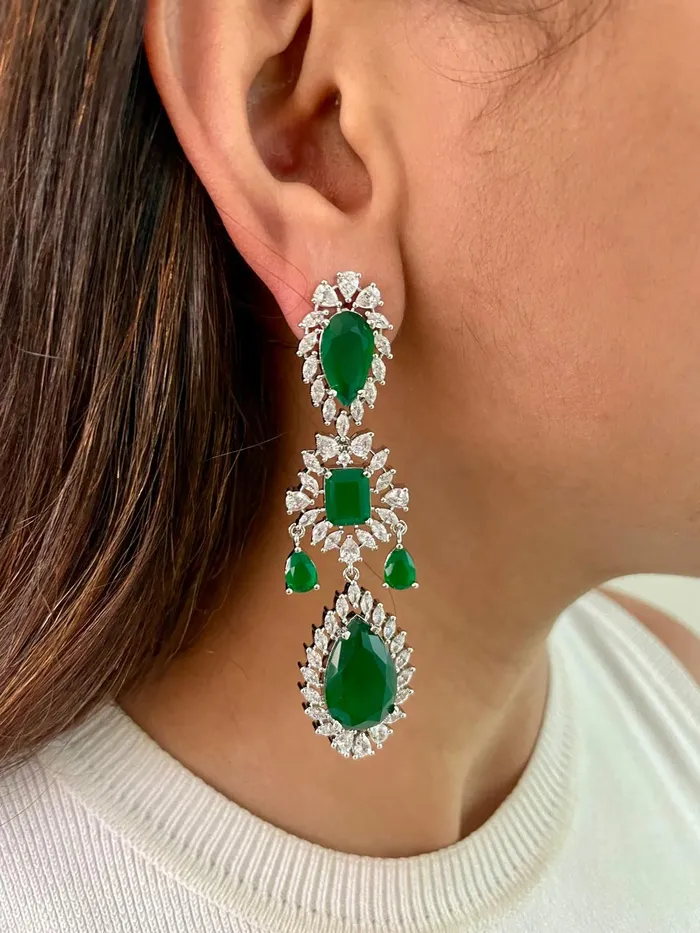PRERTO ECOMMERCE PRIVATE LIMITED Necklaces Abbey Emerald Drops Necklace Set