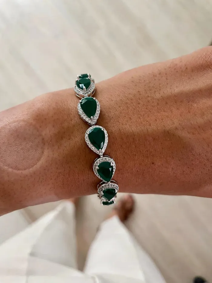PRERTO ECOMMERCE PRIVATE LIMITED Necklaces Abbey Emerald Drops Necklace Set