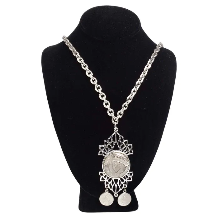 Vintage by Misty Silver Plated Roman Coin Medallion Pendant Necklace Necklaces Vintage by Misty Silver Plated Roman Coin Medallion Pendant Necklace Necklaces