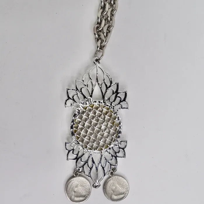 Vintage by Misty Silver Plated Roman Coin Medallion Pendant Necklace Necklaces