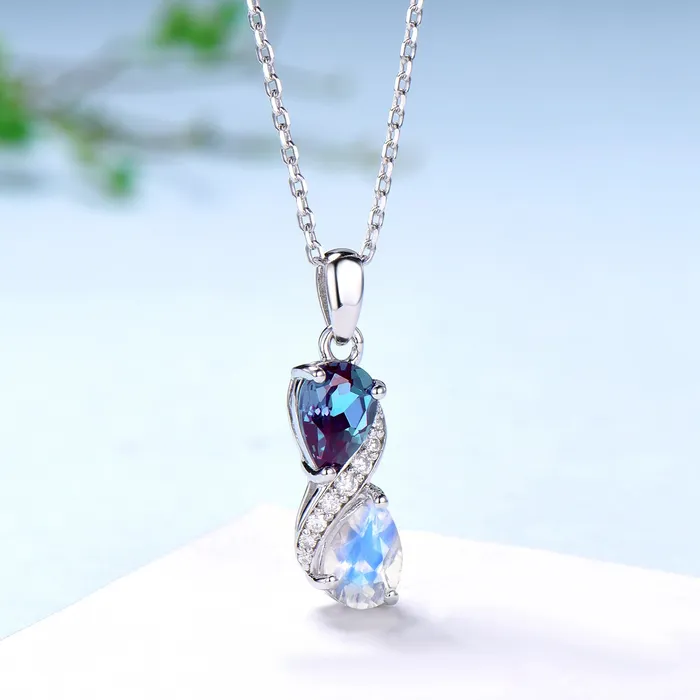 Vintage June birthstone Snake Necklace Alternative alexandrite moonstone pendant vintage art deco promise gift pear shaped pendant for girl PENFINE Necklaces Vintage June birthstone Snake Necklace Alternative alexandrite moonstone pendant vintage art deco promise gift pear shaped pendant for girl PENFINE Necklaces