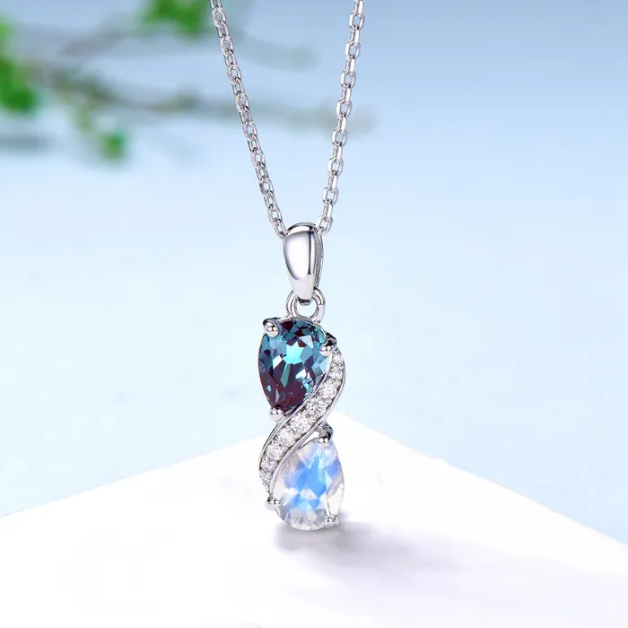 Vintage June birthstone Snake Necklace Alternative alexandrite moonstone pendant vintage art deco promise gift pear shaped pendant for girl PENFINE Necklaces Vintage June birthstone Snake Necklace Alternative alexandrite moonstone pendant vintage art deco promise gift pear shaped pendant for girl PENFINE Necklaces