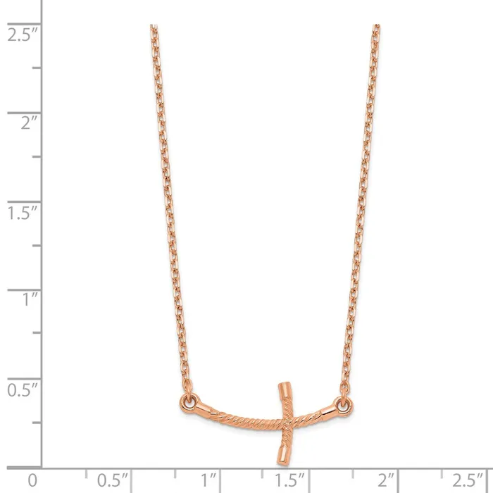 WB Choice Jewelry Necklaces 14k Rose Gold Small Sideways Curved Twist Cross NecklaceWBCSF208819 WB Choice Jewelry Necklaces 14k Rose Gold Small Sideways Curved Twist Cross NecklaceWBCSF208819