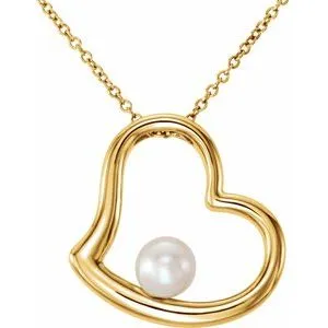 WB Choice Jewelry Necklaces 14K Yellow Freshwater Cultured Pearl Heart 18 Necklace86315601PSTWBC WB Choice Jewelry Necklaces 14K Yellow Freshwater Cultured Pearl Heart 18 Necklace86315601PSTWBC