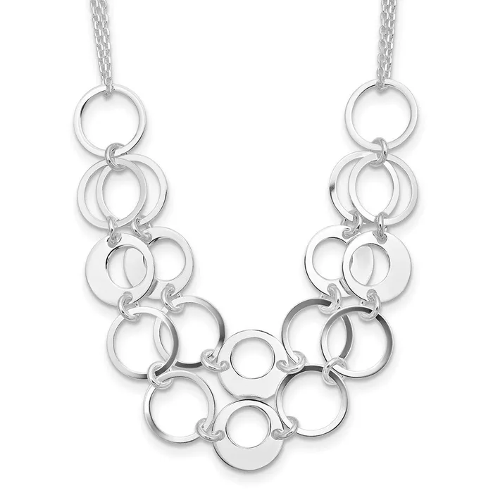 WB Choice Jewelry Necklaces Sterling Silver Textured 2 Strand Circles w2 in ext NecklaceWBCQG374517 WB Choice Jewelry Necklaces Sterling Silver Textured 2 Strand Circles w2 in ext NecklaceWBCQG374517