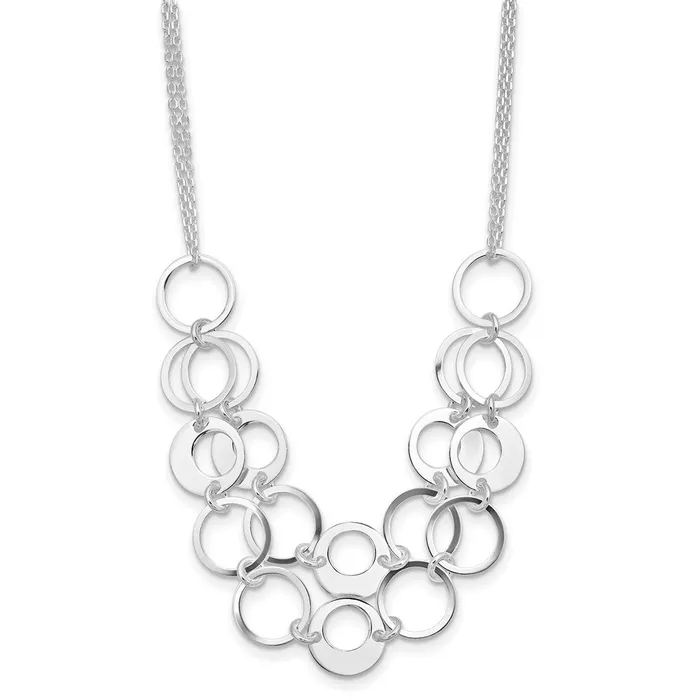 WB Choice Jewelry Necklaces Sterling Silver Textured 2 Strand Circles w2 in ext NecklaceWBCQG374517 WB Choice Jewelry Necklaces Sterling Silver Textured 2 Strand Circles w2 in ext NecklaceWBCQG374517