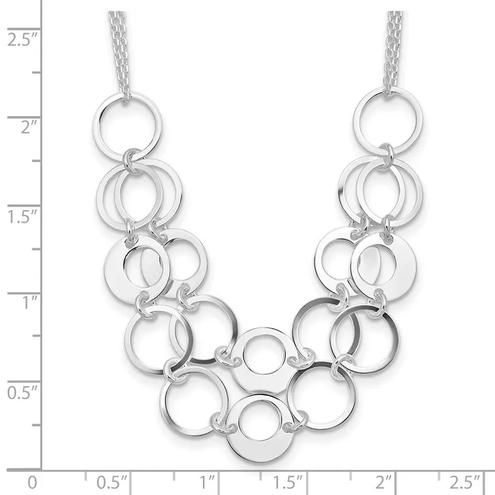 WB Choice Jewelry Necklaces Sterling Silver Textured 2 Strand Circles w2 in ext NecklaceWBCQG374517 WB Choice Jewelry Necklaces Sterling Silver Textured 2 Strand Circles w2 in ext NecklaceWBCQG374517