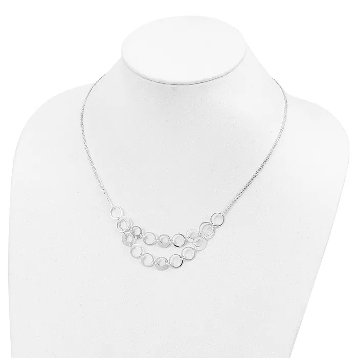 WB Choice Jewelry Necklaces Sterling Silver Textured 2 Strand Circles w2 in ext NecklaceWBCQG374517 WB Choice Jewelry Necklaces Sterling Silver Textured 2 Strand Circles w2 in ext NecklaceWBCQG374517