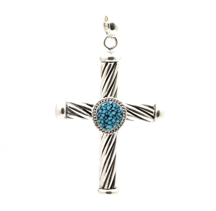 Artie Yellowhorse Kingman Turquoise Cross Pendant Necklaces